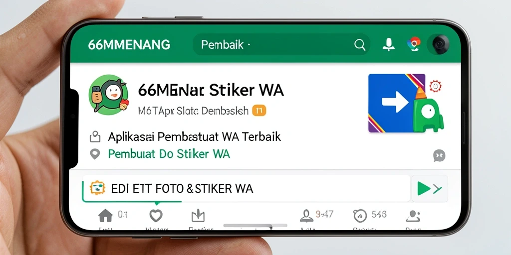 Antarmuka intuitif aplikasi Pembuat Stiker WA 66MENANG.