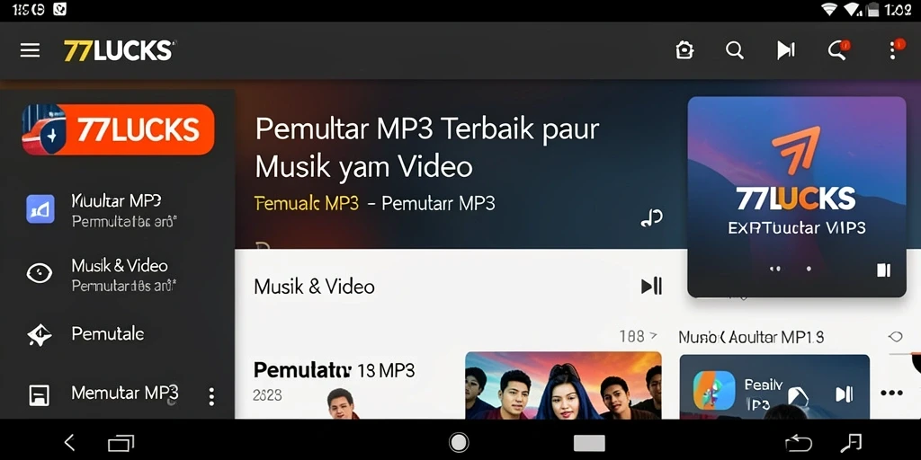 Antarmuka pengguna 77LUCKS yang intuitif dan modern.