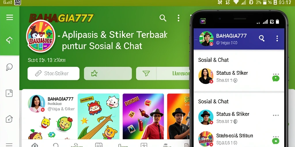 Antarmuka BAHAGIA777 dengan pilihan stiker yang beragam.