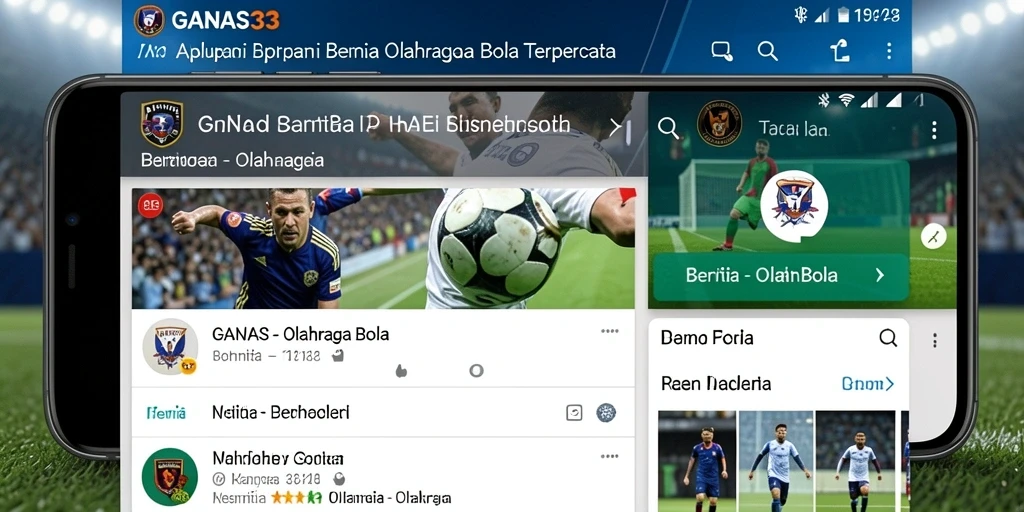 Tampilan antarmuka aplikasi berita olahraga bola GANAS33.