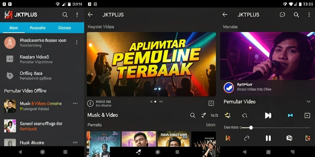 Antarmuka JKTPLUS yang menarik dan fungsional untuk Pemutar Video Offline.